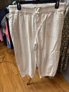 Lane Bryant White Drawstring Crop Pants